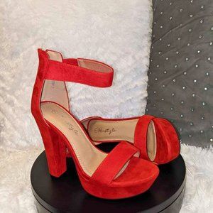 Platform High Heel Zipper Stretch Ankle Strap